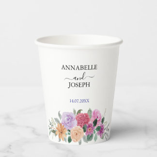 Aquarell-Blumen Moderne Botanische Hochzeit Pappbecher