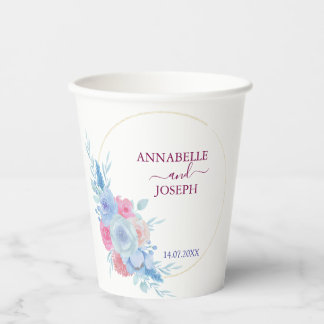 Aquarell-Blumen Moderne Botanische Hochzeit Pappbecher