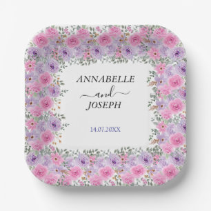 Aquarell-Blumen Moderne Botanische Hochzeit Pappteller