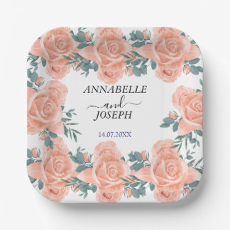 Aquarell-Blumen Moderne Botanische Hochzeit Pappteller