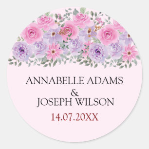 Aquarell Blumen Moderne Botanische Hochzeit Runder Aufkleber