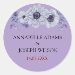Aquarell-Blumen Moderne Botanische Hochzeit Runder Aufkleber