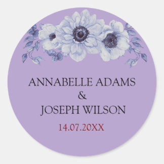 Aquarell-Blumen Moderne Botanische Hochzeit Runder Aufkleber