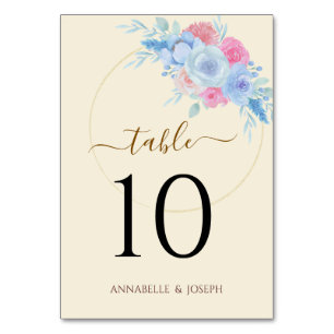 Aquarell Blumen Moderne Botanische Hochzeit Tischnummer