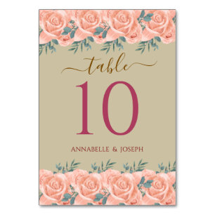 Aquarell Blumen Moderne Botanische Hochzeit Tischnummer