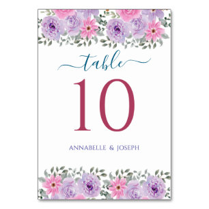 Aquarell Blumen Moderne Botanische Hochzeit Tischnummer