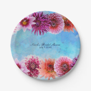 Aquarell-Blumen Moderne Florale Hochzeitsdusche Pappteller