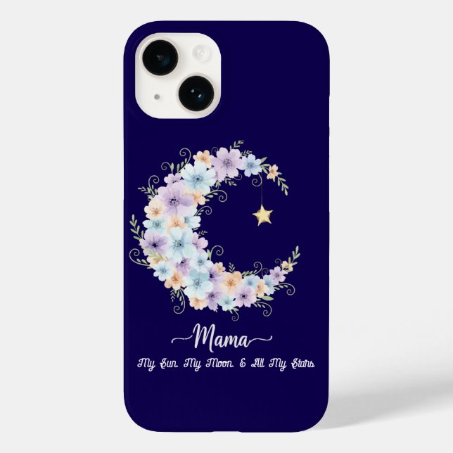Aquarell-Blumen-Mond-Mama Case-Mate iPhone 14 Hülle (Rückseite)
