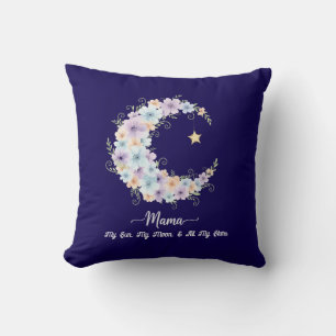 Aquarell-Blumen-Mond-Mama Kissen