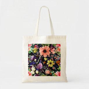 Aquarell-Blumen-Nahtloses-Garten-Muster Tragetasche
