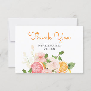 Aquarell-Blumen-Orangen-Zitrus-Thema Danke Karte