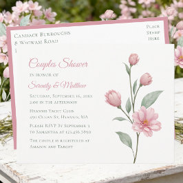 Aquarell-Blumen-Paar-Shower im Dusty Rose-Salbei-L Einladungspostkarte