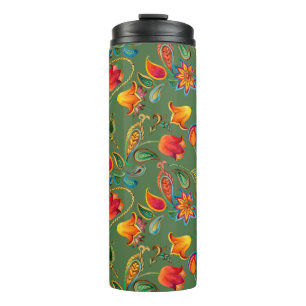 Aquarell-Blumen-Paisleymuster Thermosbecher