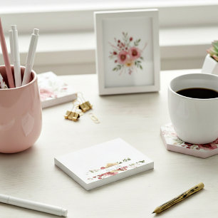 Aquarell-Blumen personalisiert Post-it Klebezettel