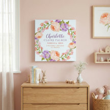 Aquarell-Blumen-Personalisierte-Baby-Geburtsstatis