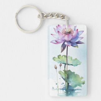 Aquarell-Blumen-Personalisierter-Acryls-Schlüssela Schlüsselanhänger