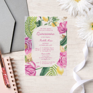Aquarell Blumen Pfingstrosen Tulpen Lemon Quinceañ