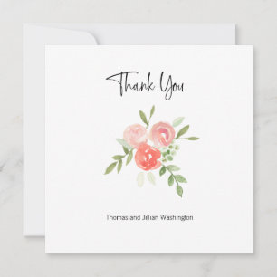 Aquarell-Blumen-Pfirsich-Korallen-Rosé-Dankeskarte Dankeskarte