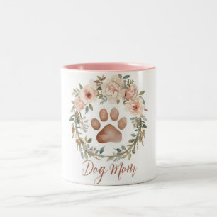 Aquarell-Blumen-Pfotenabdruck-Hundemutter personal Zweifarbige Tasse
