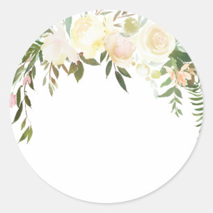 Aquarell Blumen Pink Creme Elfenbein Dusch BLANK Runder Aufkleber