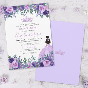 Aquarell Blumen Purpur Quinceanera Einladung
