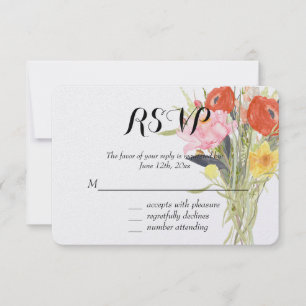 Aquarell-Blumen RSVP Karte