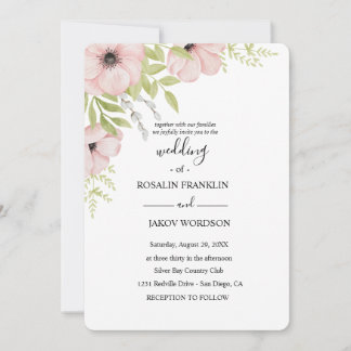 Aquarell Blumen rustikale Hochzeit Einladung