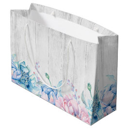 Aquarell Blumen & Rustikales Holz Eleganter Bauern Große Geschenktüte