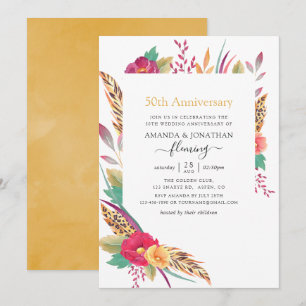 Aquarell-Blumen-Safari 50. Hochzeitstag Einladung