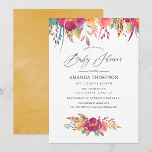 Aquarell-Blumen-Safari-Baby-Party Einladung