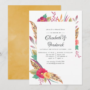 Aquarell-Blumen-Safari-Hochzeitsprobe-Dinner Einladung