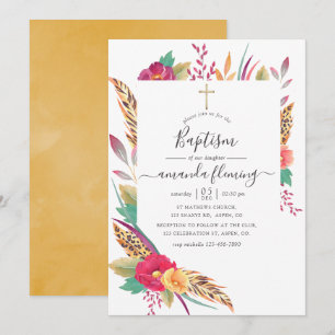 Aquarell-Blumen-Safari-Taufe Einladung