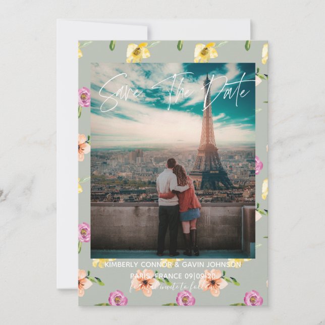Aquarell-Blumen | Save the Date (Vorderseite)