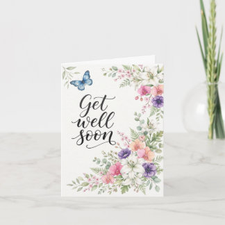 Aquarell-Blumen-Schmetterling-Ernskarte Karte