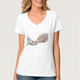 Aquarell-Blumen-Schmetterlingswelle-Abstrakt T-Shirt