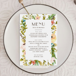 Aquarell Blumen Sommer rustikale Hochzeit Menükarte