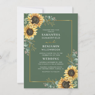 Aquarell Blumen Sonnenblume Eukalyptus Hochzeit Einladung