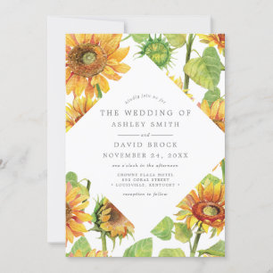 Aquarell Blumen Sonnenblumen Muster Hochzeit Einladung
