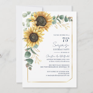 Aquarell-Blumen-Sonnenblumen-Schrift 75. Geburtsta Einladung