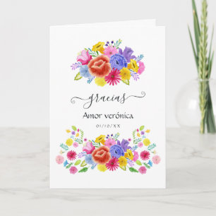 Aquarell-Blumen-Spanische-Fiesta-Quinceañera-Foto Dankeskarte