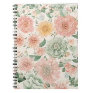 Aquarell-Blumen-Spiral-Foto-Notizbuch Notizblock