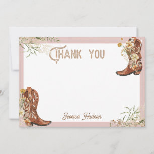 Aquarell-Blumen-Stiefel & Sprudelnde Hochzeitsfeie Dankeskarte