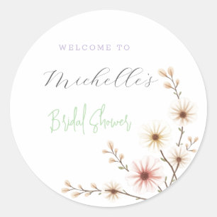 Aquarell-Blumen Süße Brautparty Runder Aufkleber