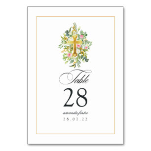 Aquarell-Blumen-Taufe Tischnummer