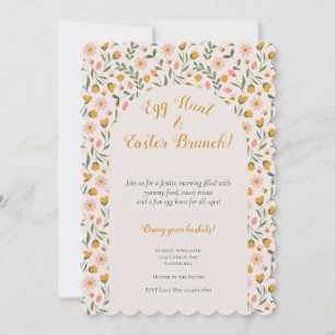 Aquarell-Blumen und Bienen Osterbrunch Ostereiersu Einladung