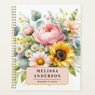 Aquarell-Blumen und -Blattwerk Modern elegant Planer