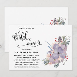 Aquarell-Blumen und fließende Schrift Hochzeitsdus Einladung