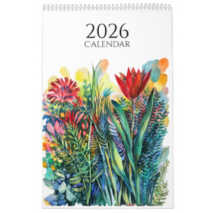 Aquarell-Blumen-und-Tiere-Kalender Kalender