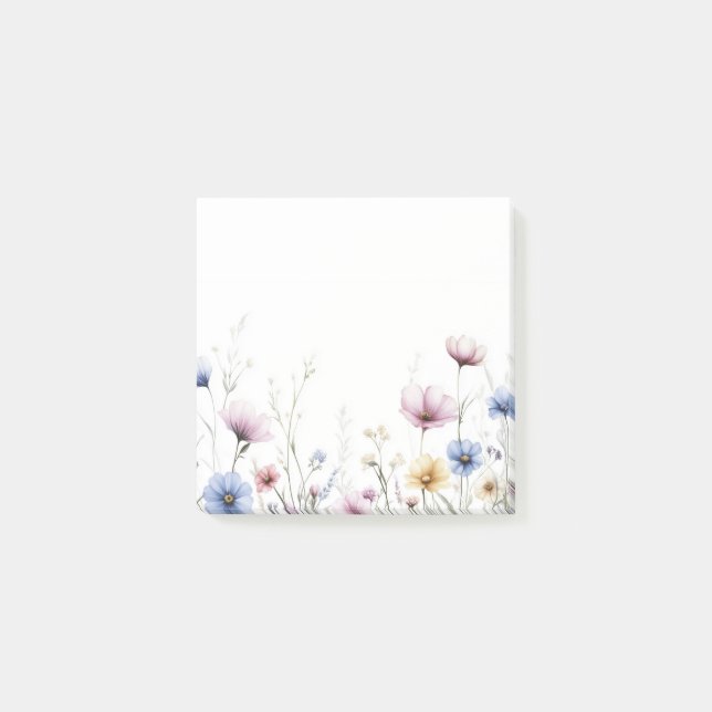 Aquarell-Blumen-Unterrand-Wildblumen Post-it Klebezettel (Vorderseite)
