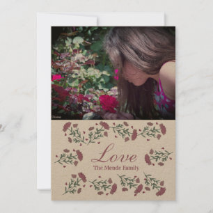 Aquarell-Blumen-Valentinstag-Herz-Fotokarte Karte